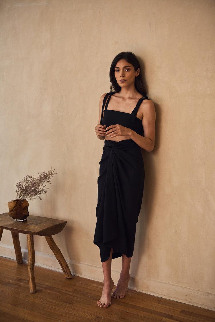 Camille Bali Black Wrap Pareo Superdescuento