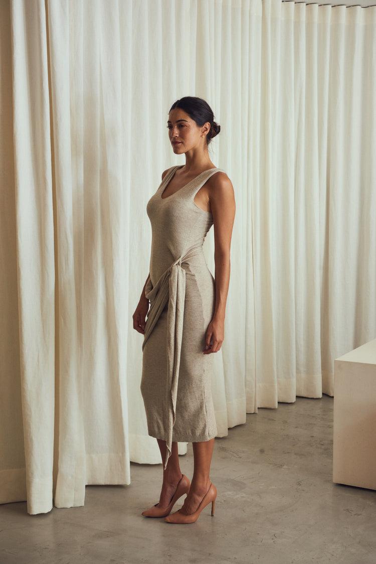 Camille Istanbul Taupe Knitted Dress Precio ultrabajo