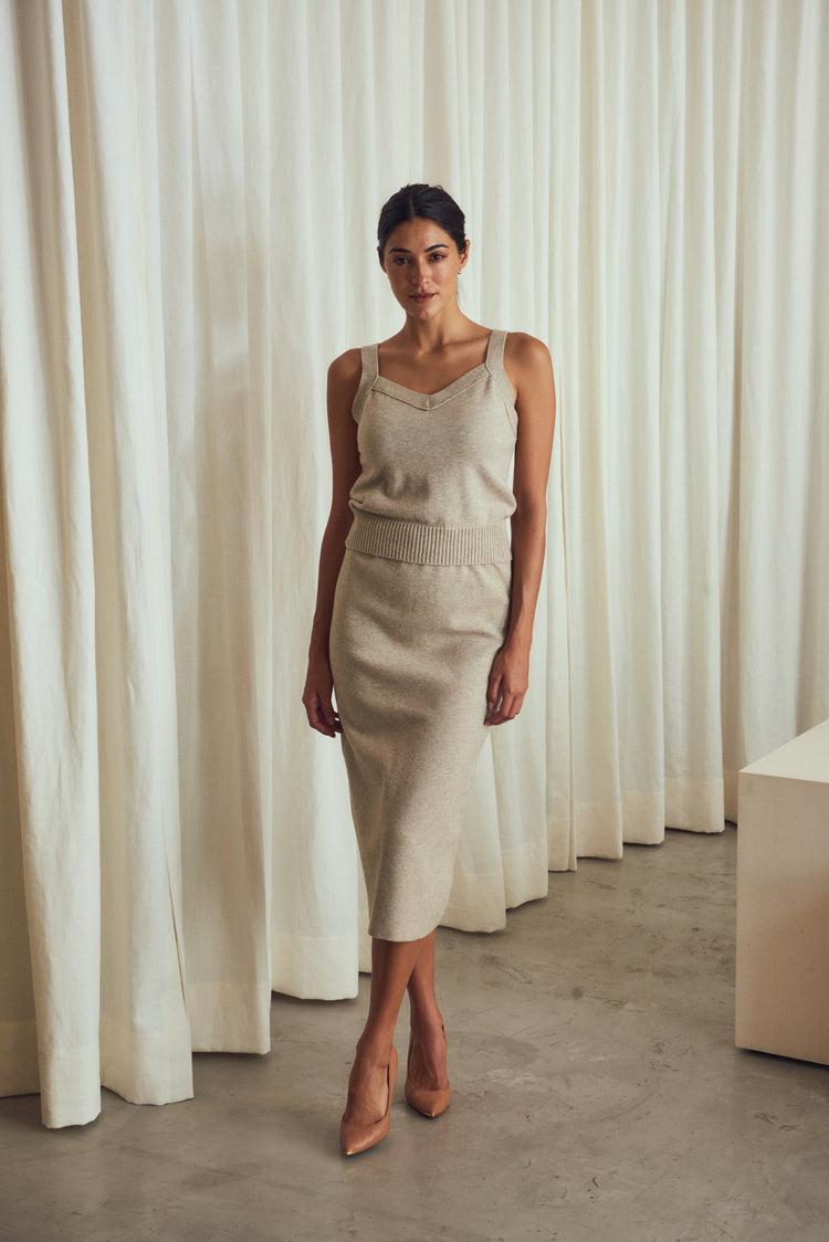 Camille Morocco Taupe Knitted Skirt Ofertas