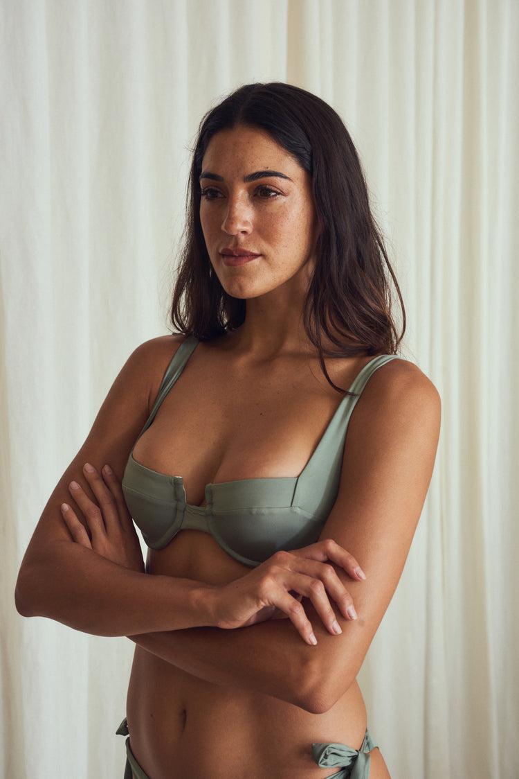 Camille Cabo Olive Bikini Top Rebajas online