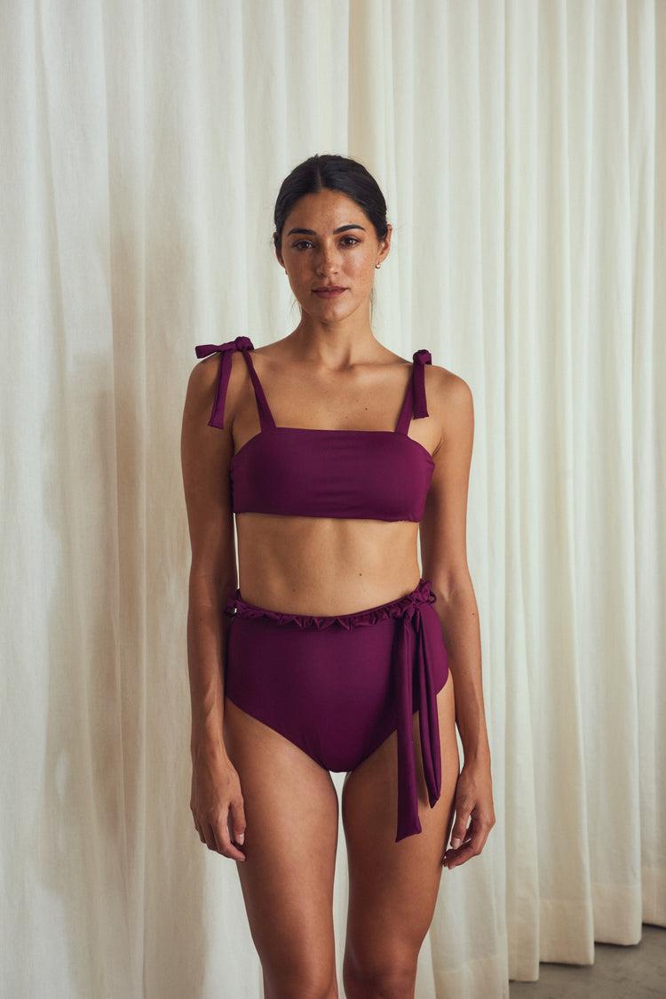 Camille Marbella Plum Bikini Top Promoción por tiempo limitado