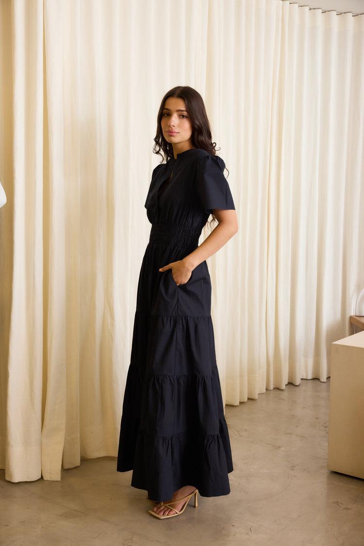 Camille Dallas Navy Dress Grandes descuentos