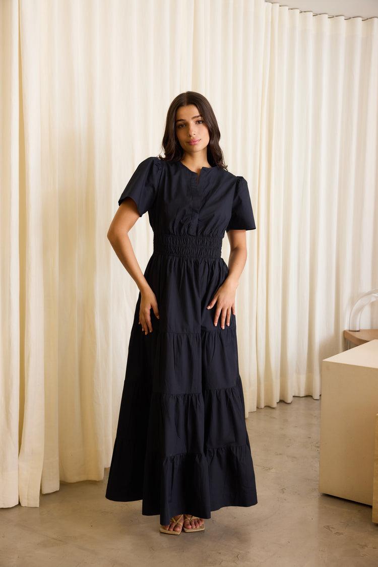 Camille Dallas Navy Dress Grandes descuentos