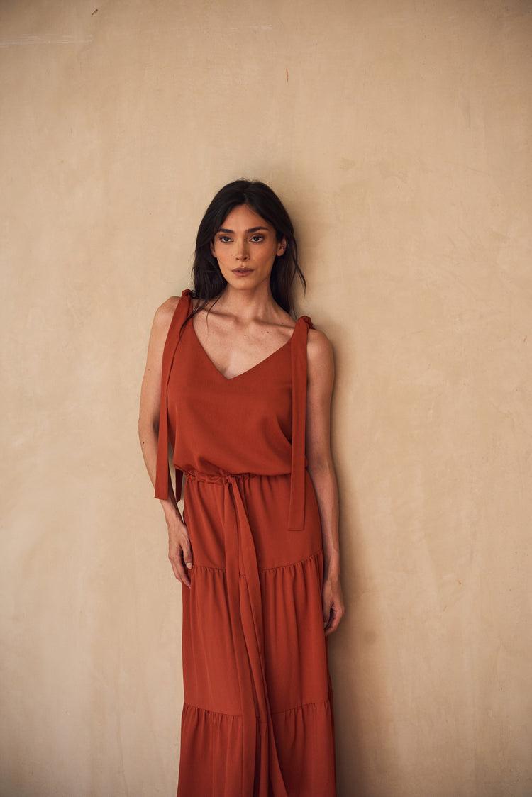 Camille Santorini Terracota Dress Limitado a 3 días