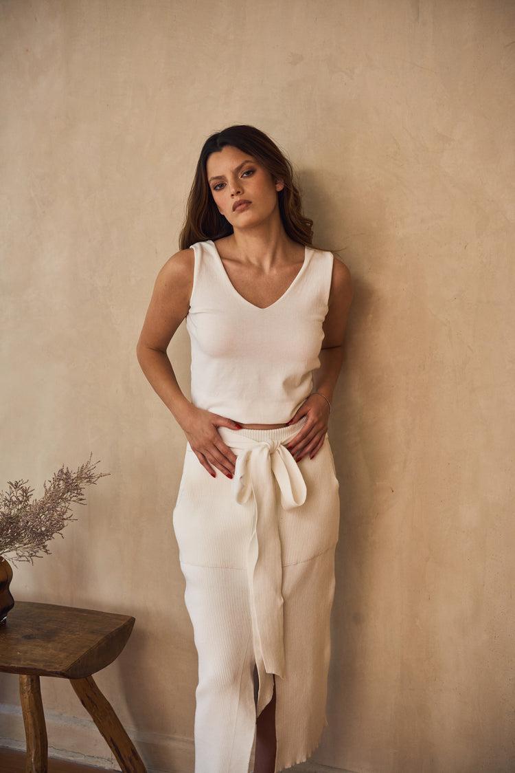 Camille Barcelona White Knitted Skirt Rebajas top