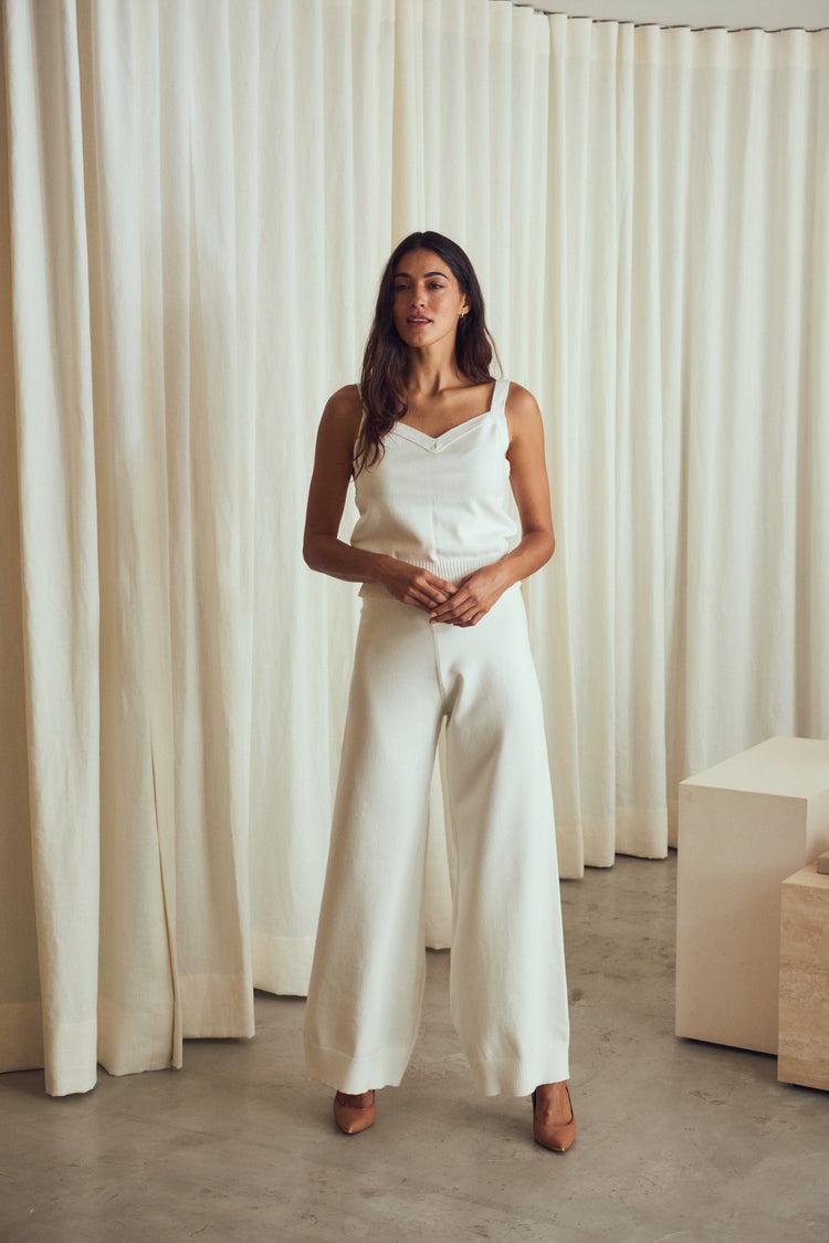 Camille Denver White Knitted Pants Outlet