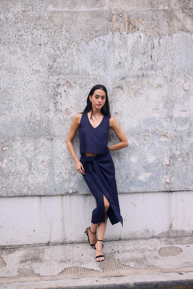 Camille Paris Navy Skirt Ofertas de temporada