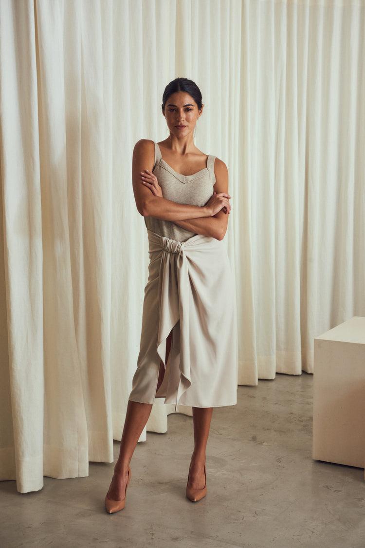 Camille Paris Taupe Skirt Grandes ahorros