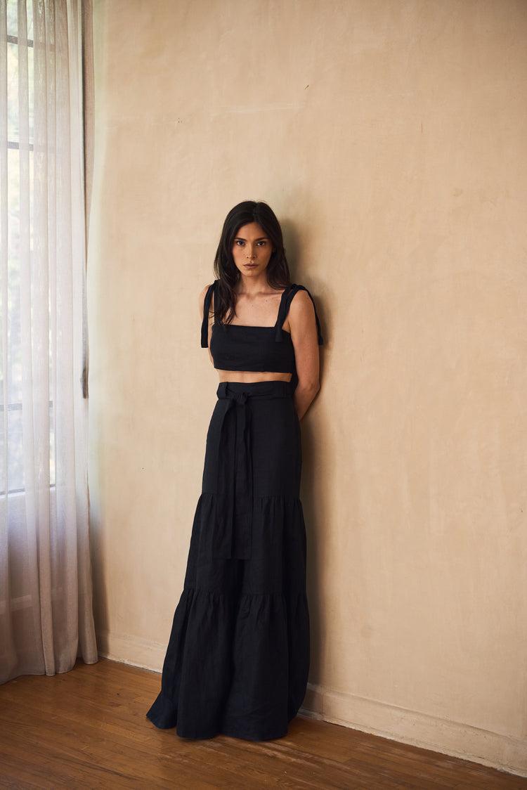 Camille Rio Black Linen Pants Devoluciones gratuitas