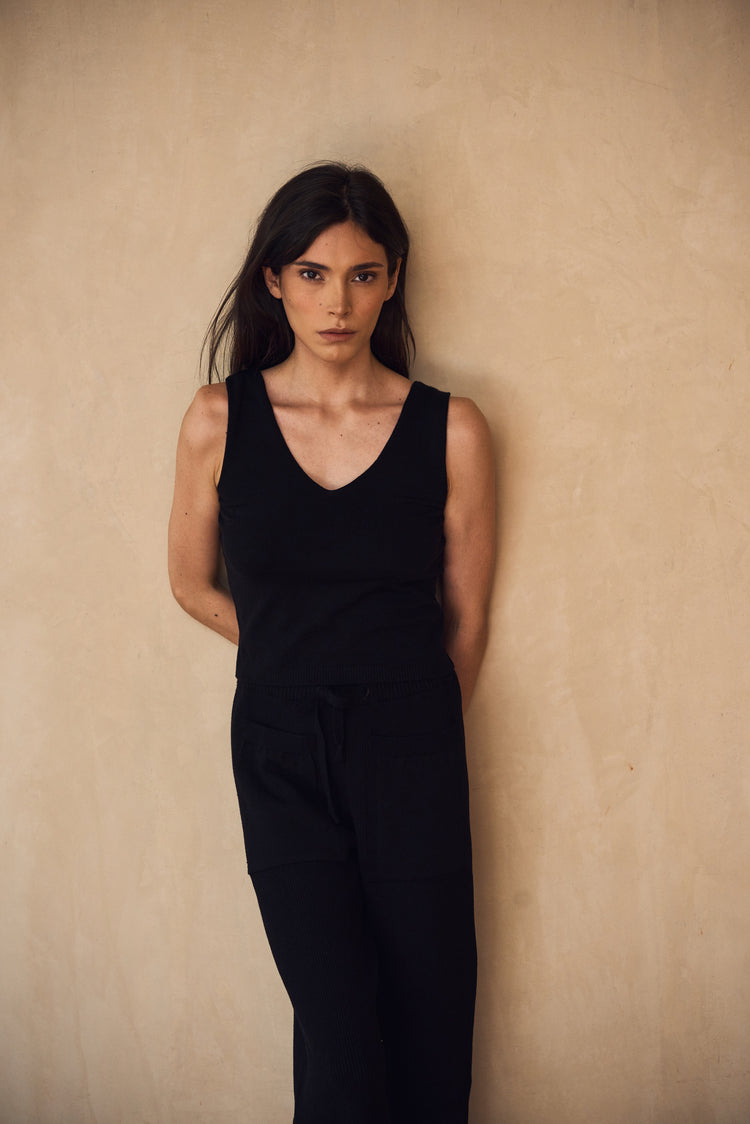 Camille Lisbon Black Knitted Pants Oferta especial de fábrica