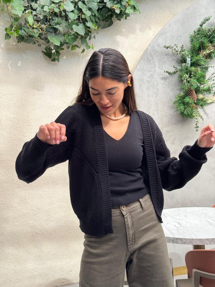 Camille Kansas Black Knitted Sweater Última moda