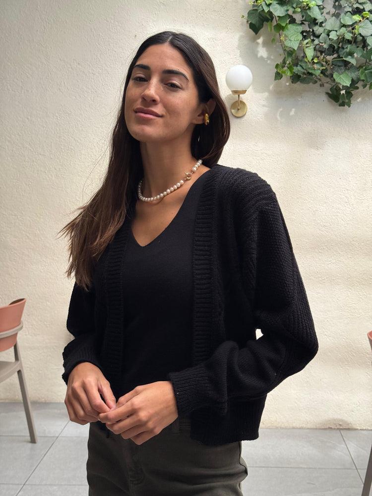 Camille Kansas Black Knitted Sweater Última moda