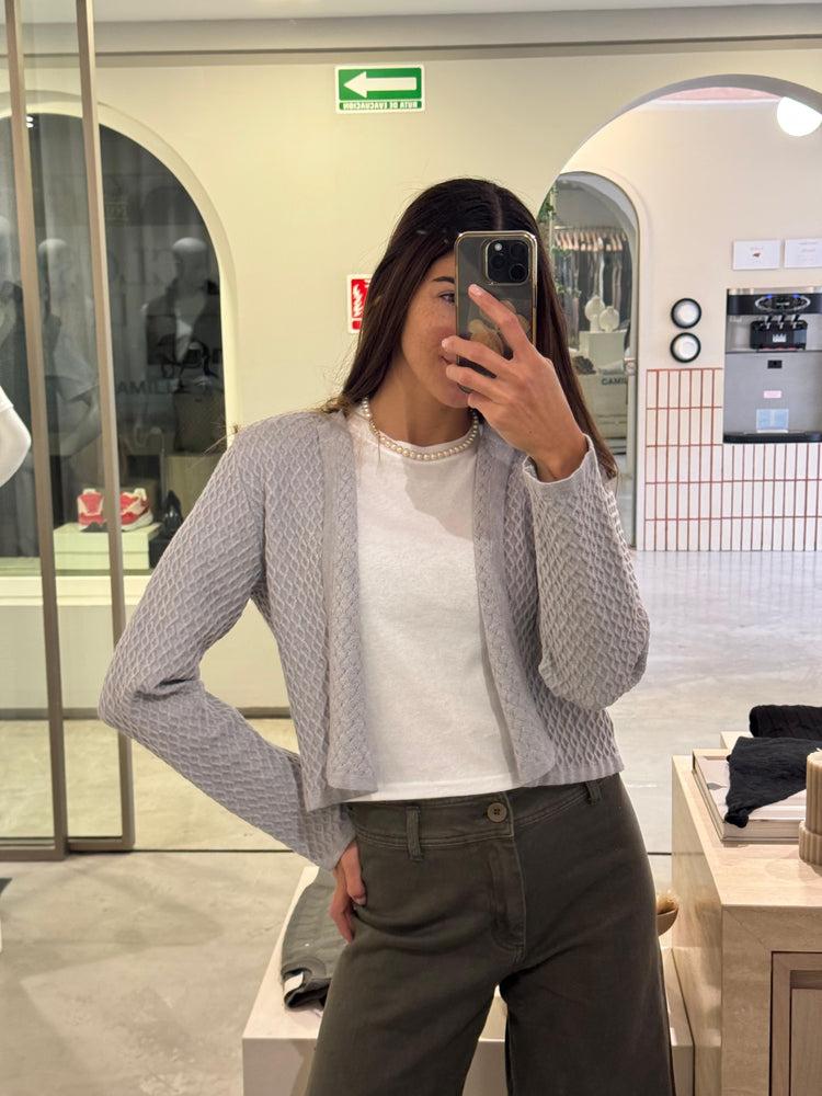 Camille London Grey Knitted Jacket Devoluciones gratuitas