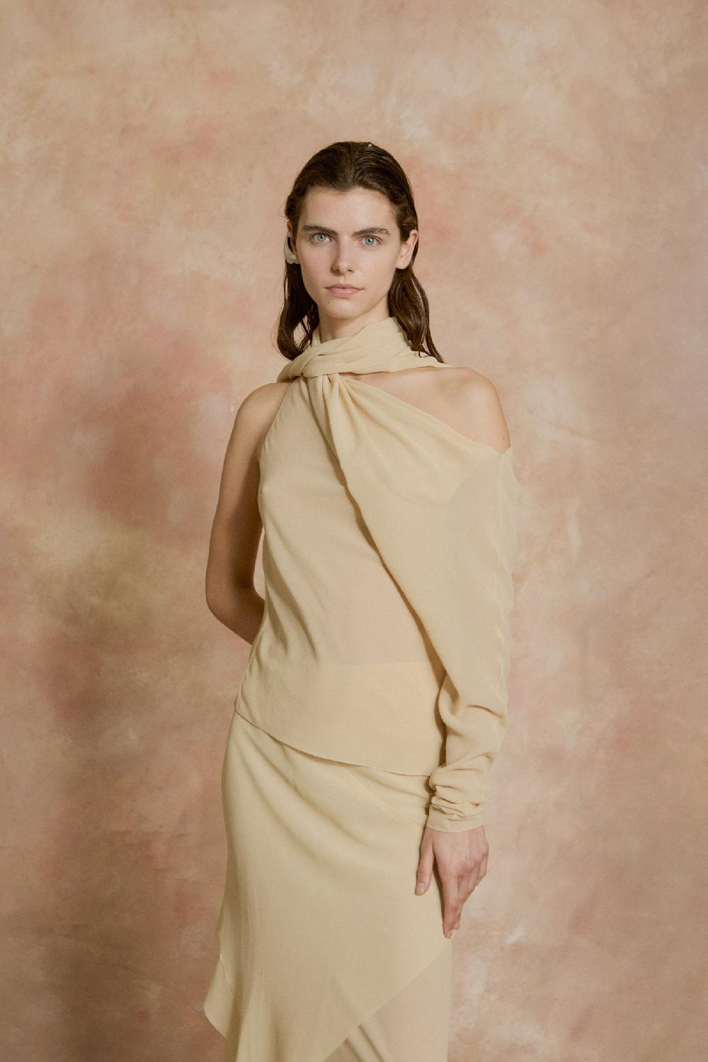 Cortana Trouble top de seda beige Oferta especial de fábrica