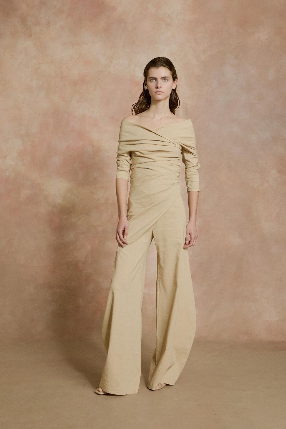 Cortana Mite pantalon envolvente beige Promoción trimestral