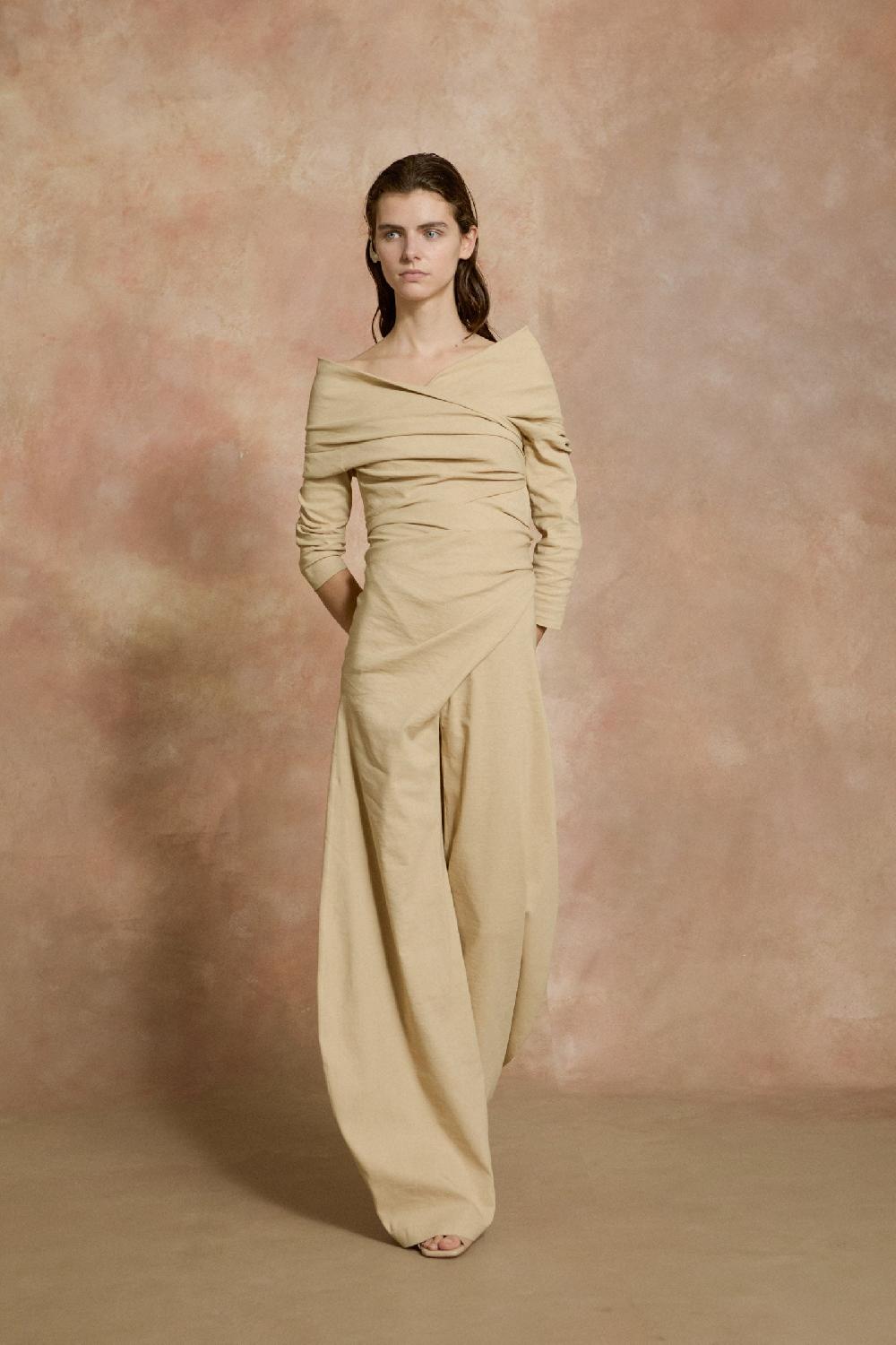Cortana Mite pantalon envolvente beige Promoción trimestral