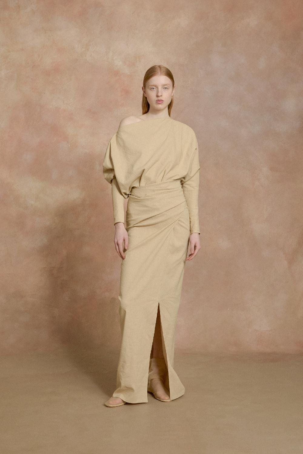Cortana Mite vestido largo beige Grandes descuentos