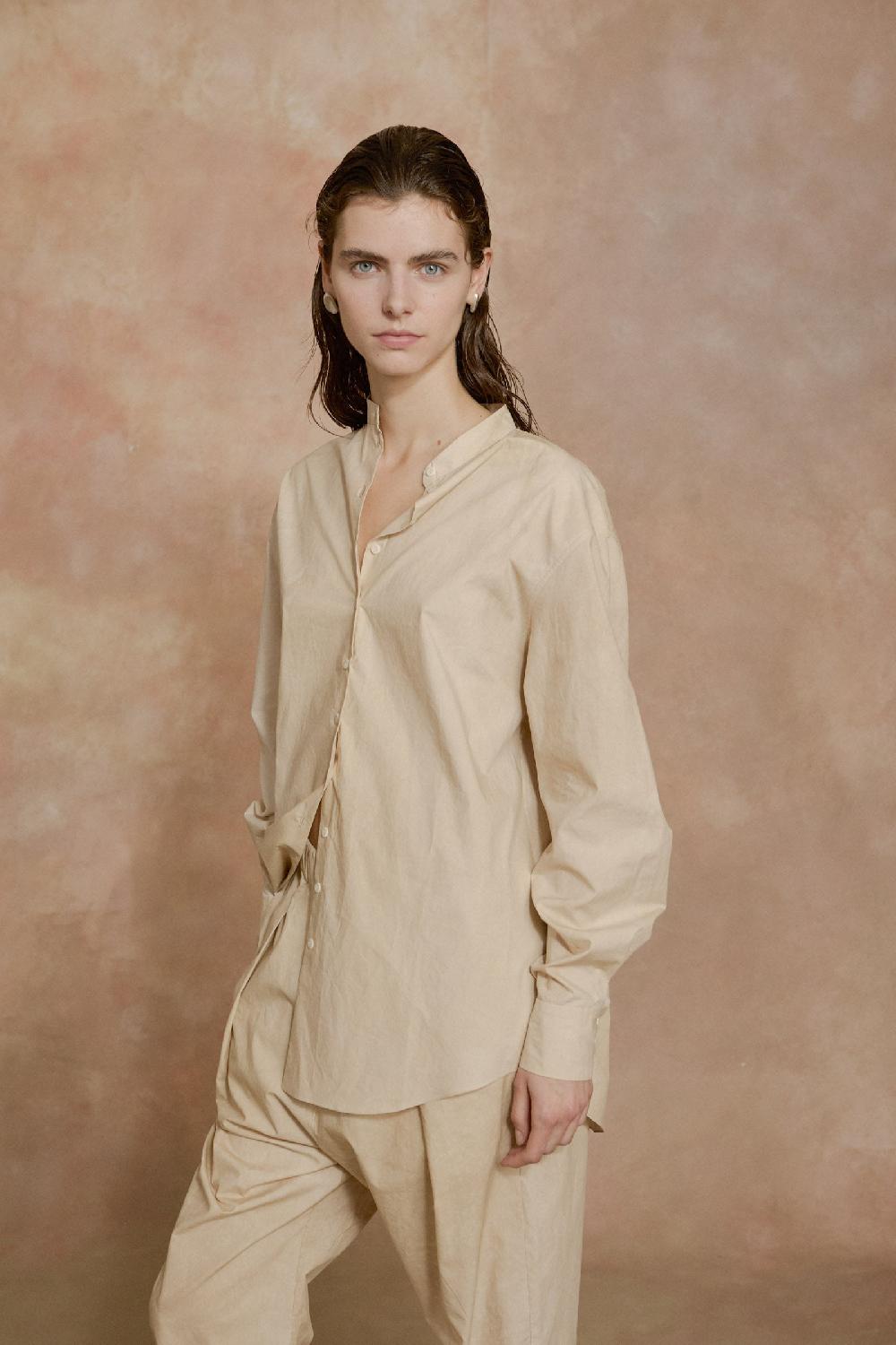 Cortana Yoko camisa popelin beige maltinto Ahorra y exporta