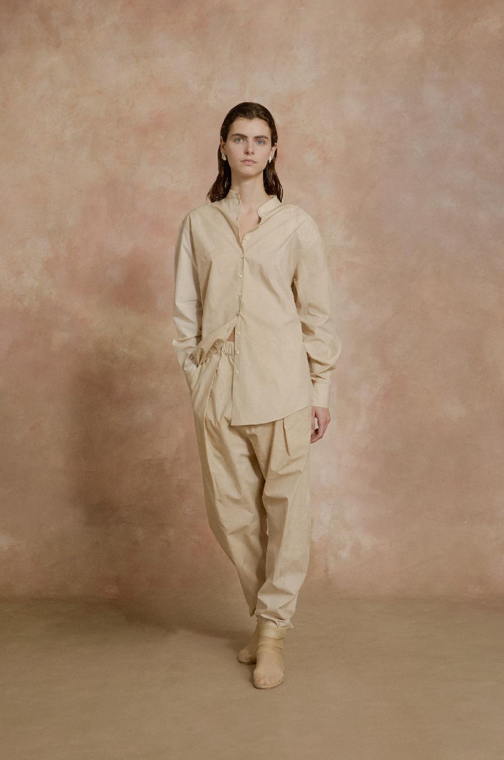 Cortana Yoko camisa popelin beige maltinto Ahorra y exporta