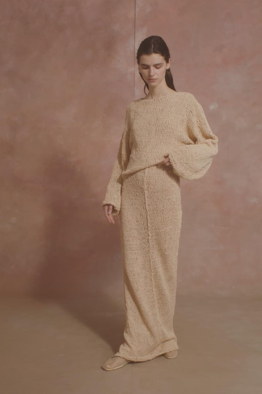 Cortana Hanami jersey de punto de algodon beige En oferta