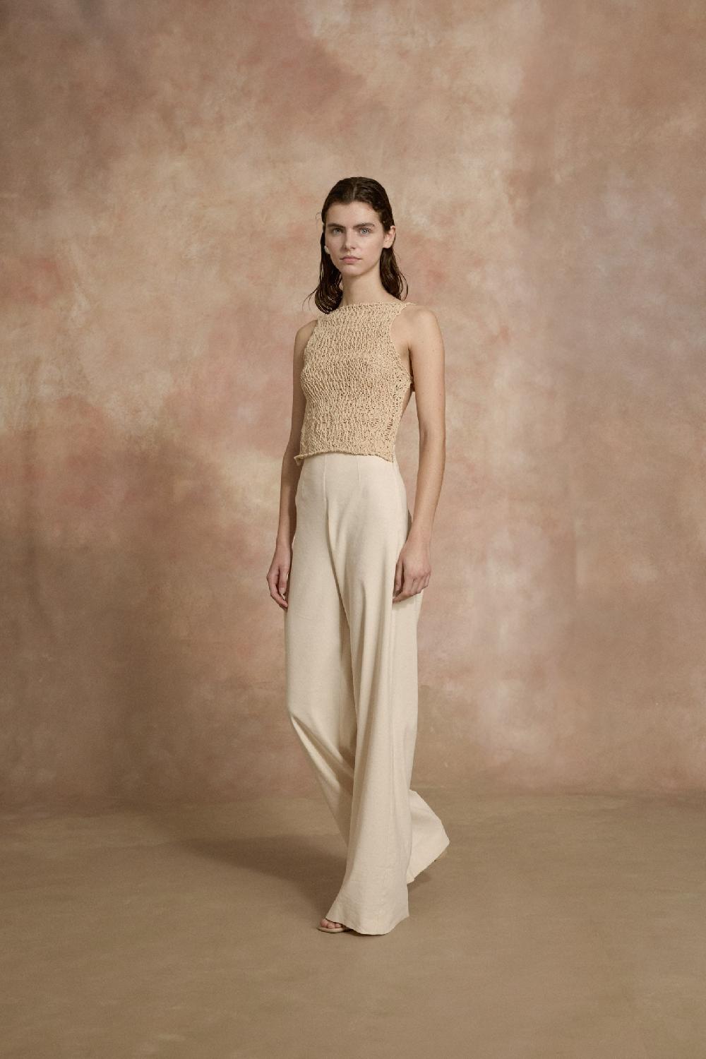 Cortana Hanami top de punto de algodon beige Descuentos del mes