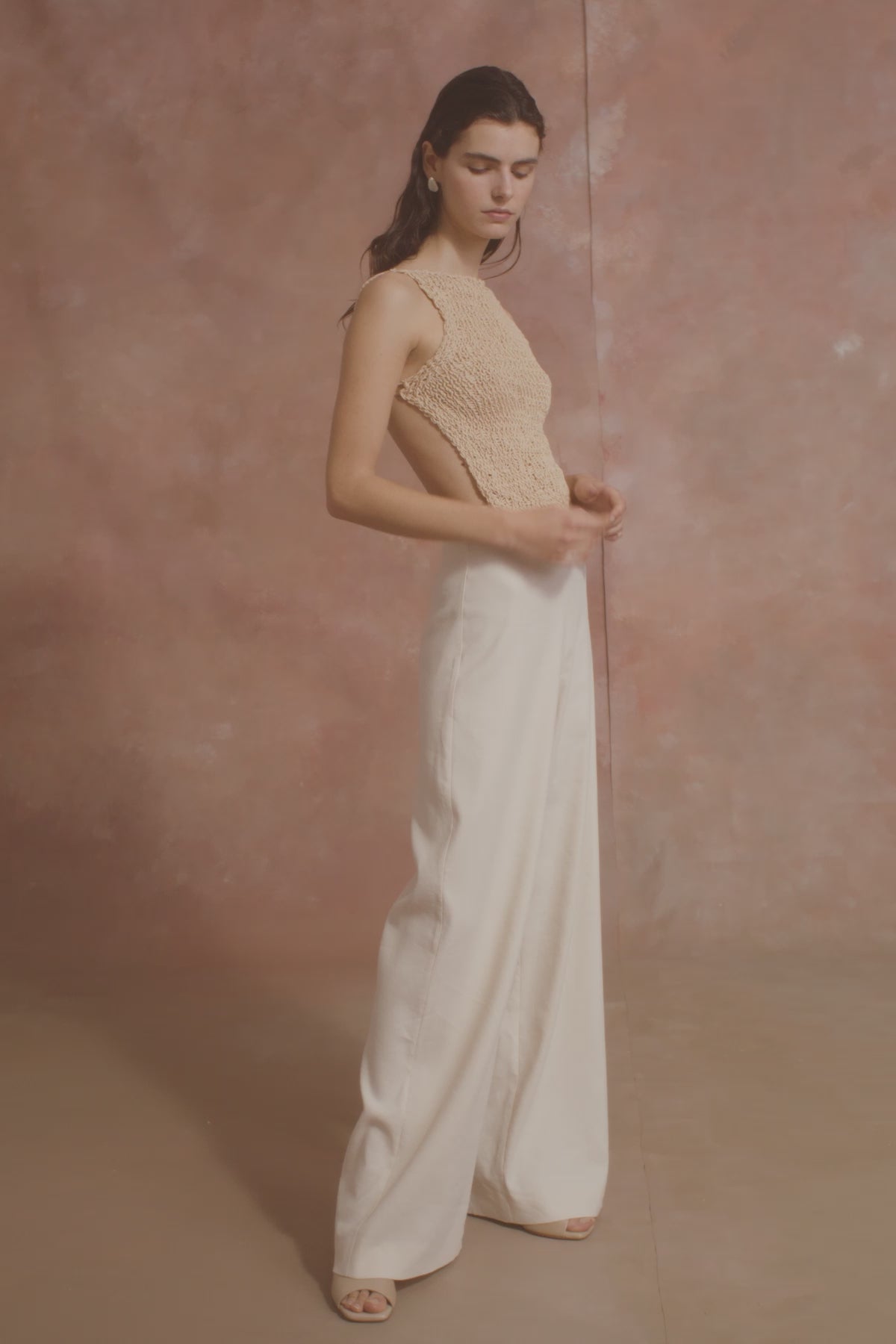 Cortana Hanami top de punto de algodon beige Descuentos del mes