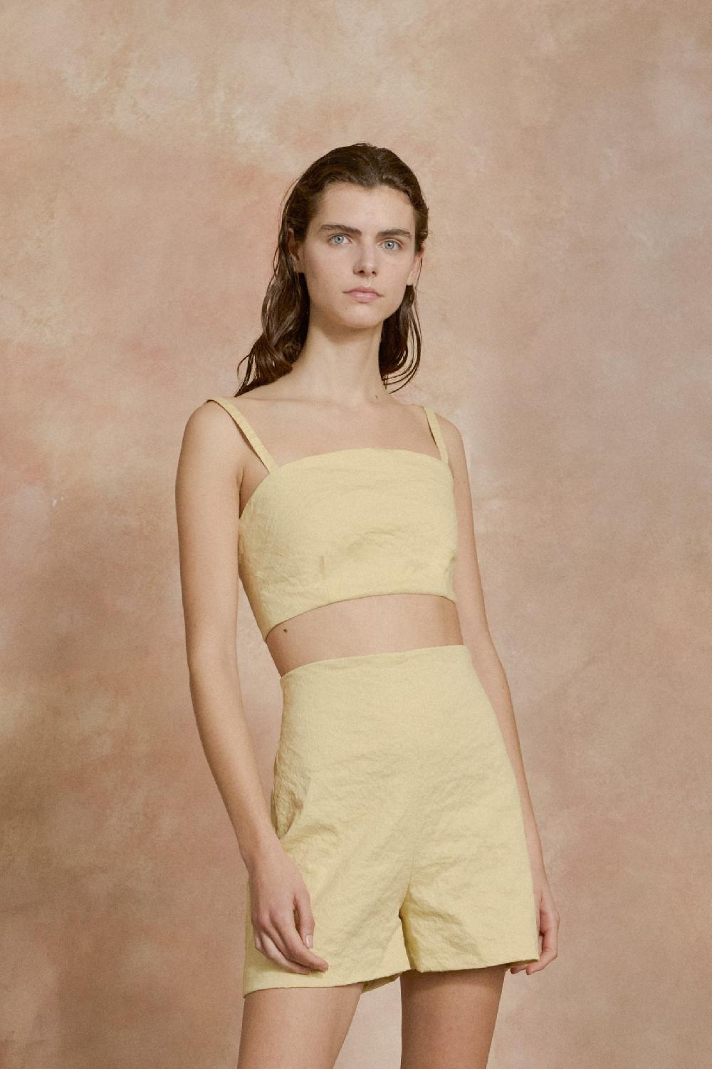 Cortana Limon shorts de talle alto amarillo claro Ofertas
