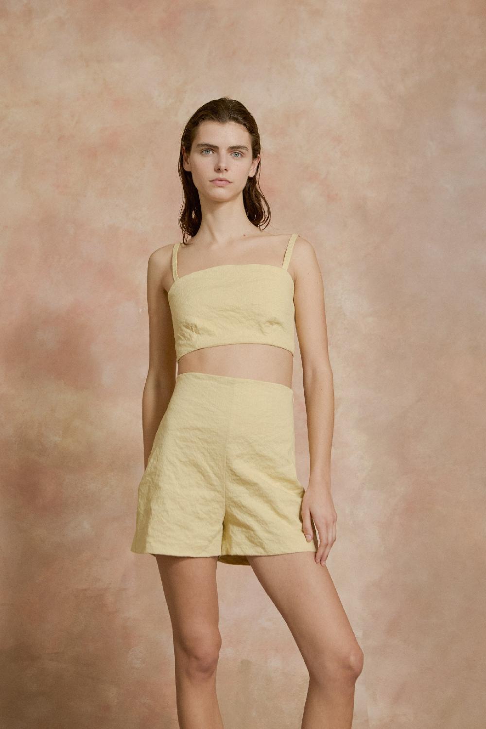 Cortana Limon shorts de talle alto amarillo claro Ofertas