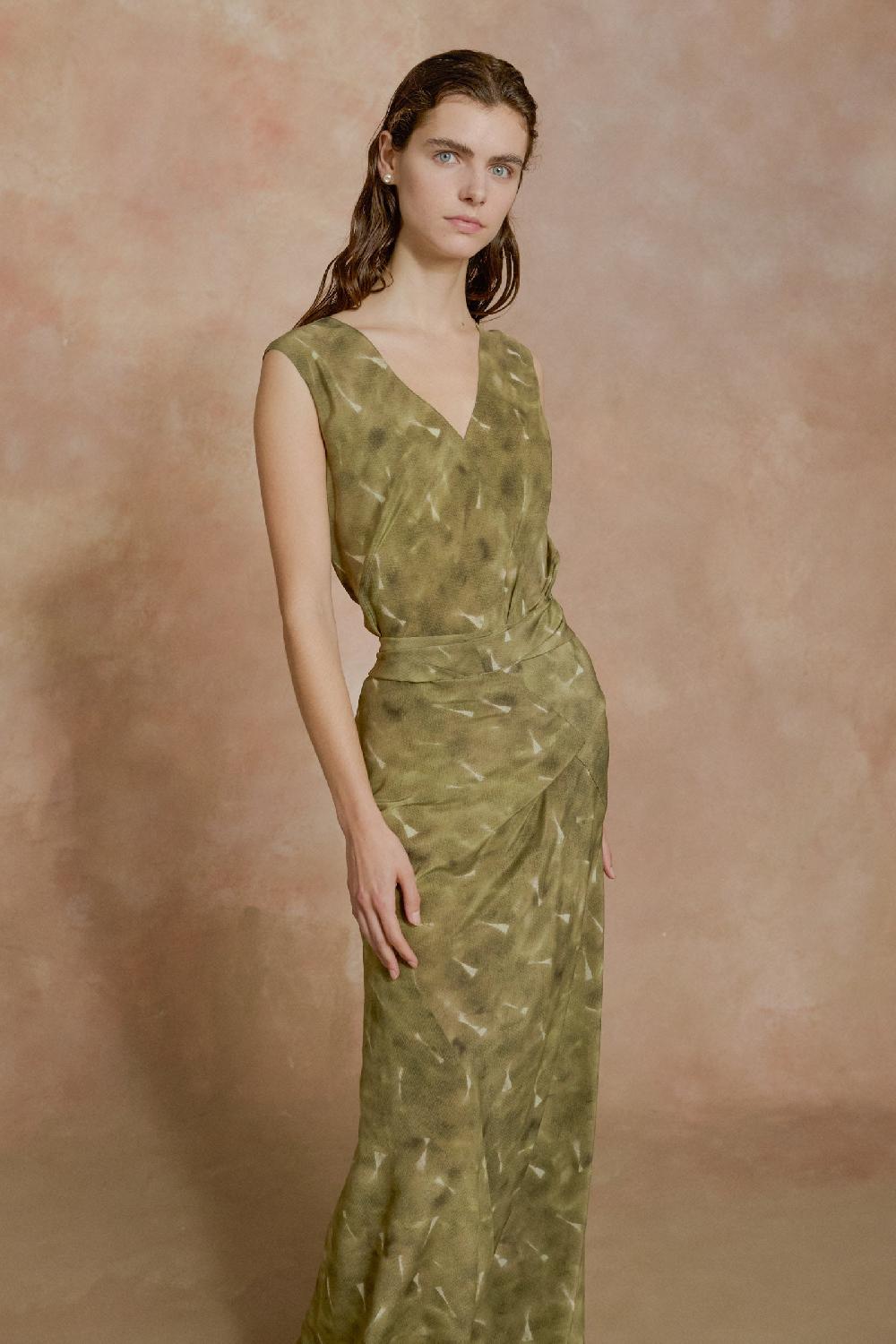 Cortana Elise vestido de seda organica pua print Último día
