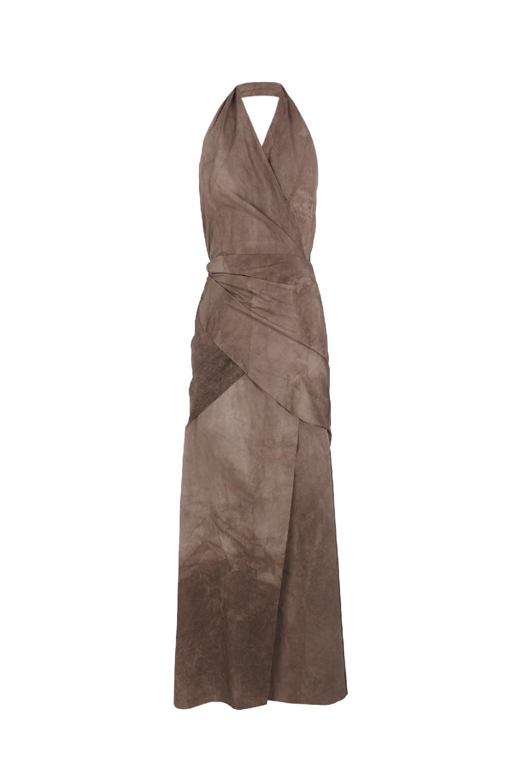 Cortana Yoko vestido halter cacao maltinto