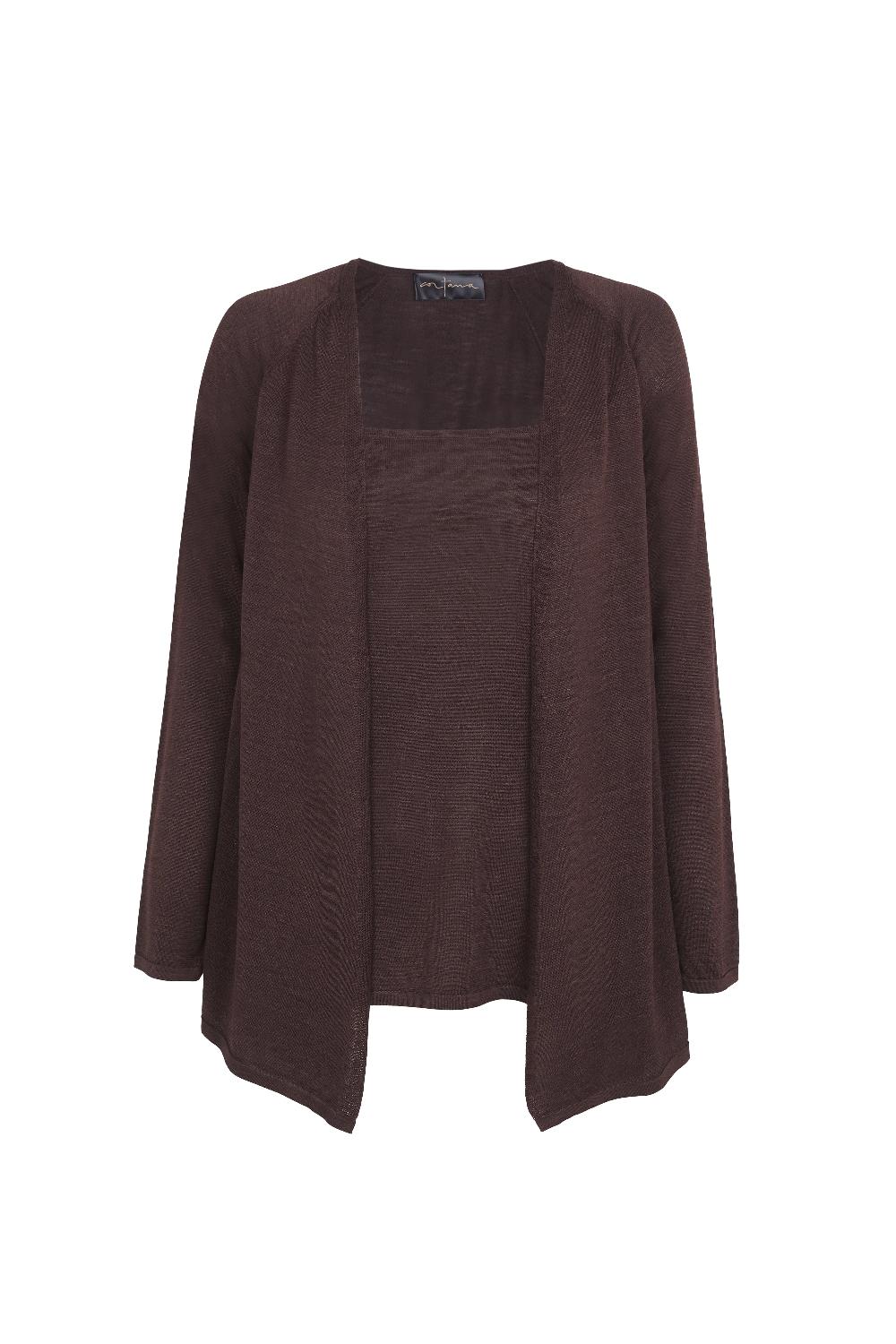 Cortana Tussa cardigan de punto de seda berenjena