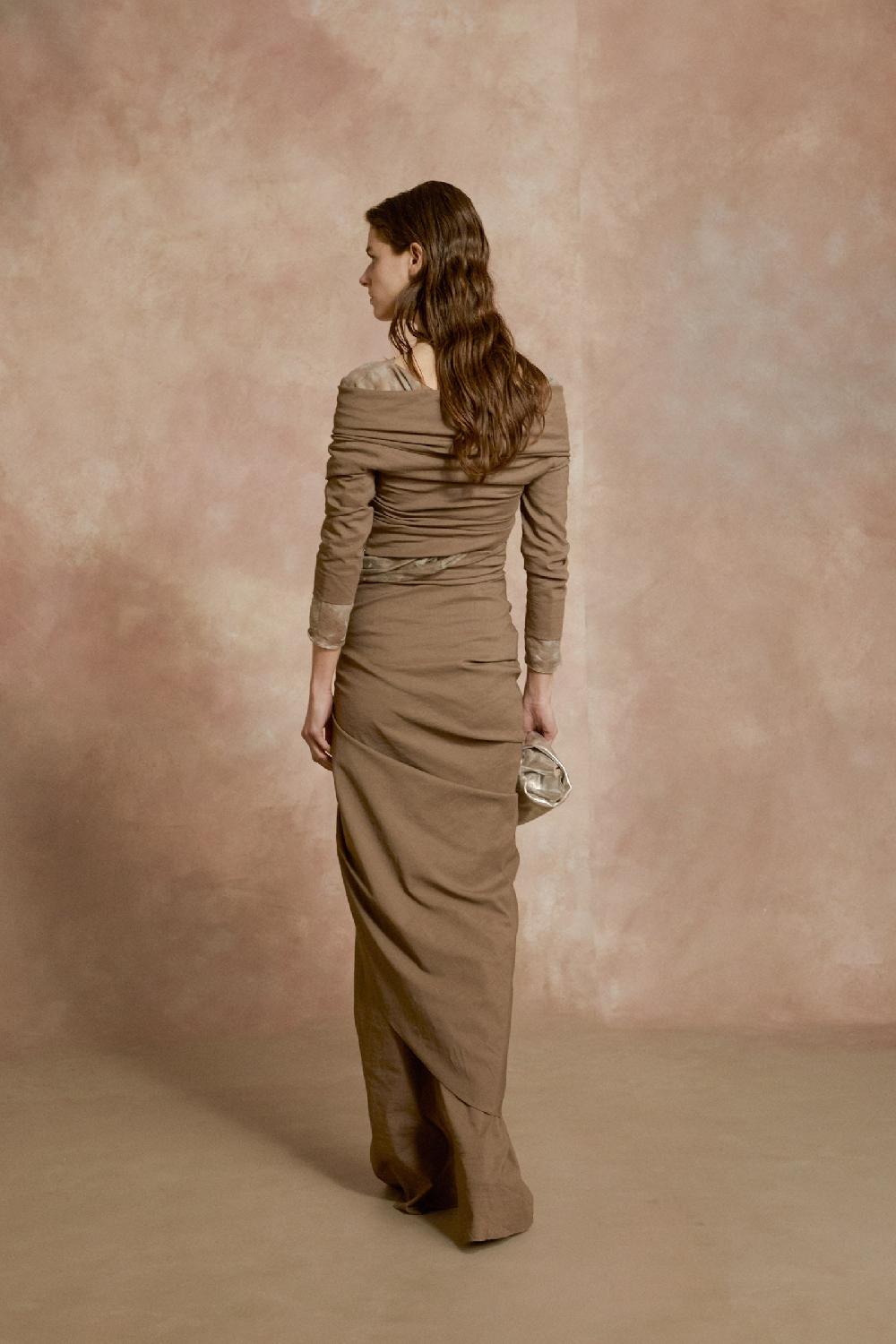 Cortana Mite falda midi cacao Outlet