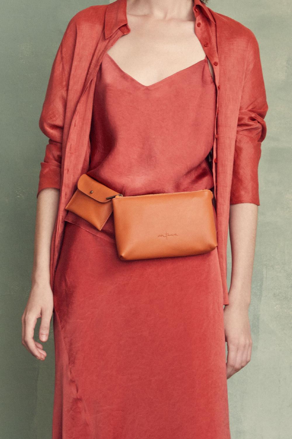 Cortana Petra riñonera en cuero naranja Oferta especial