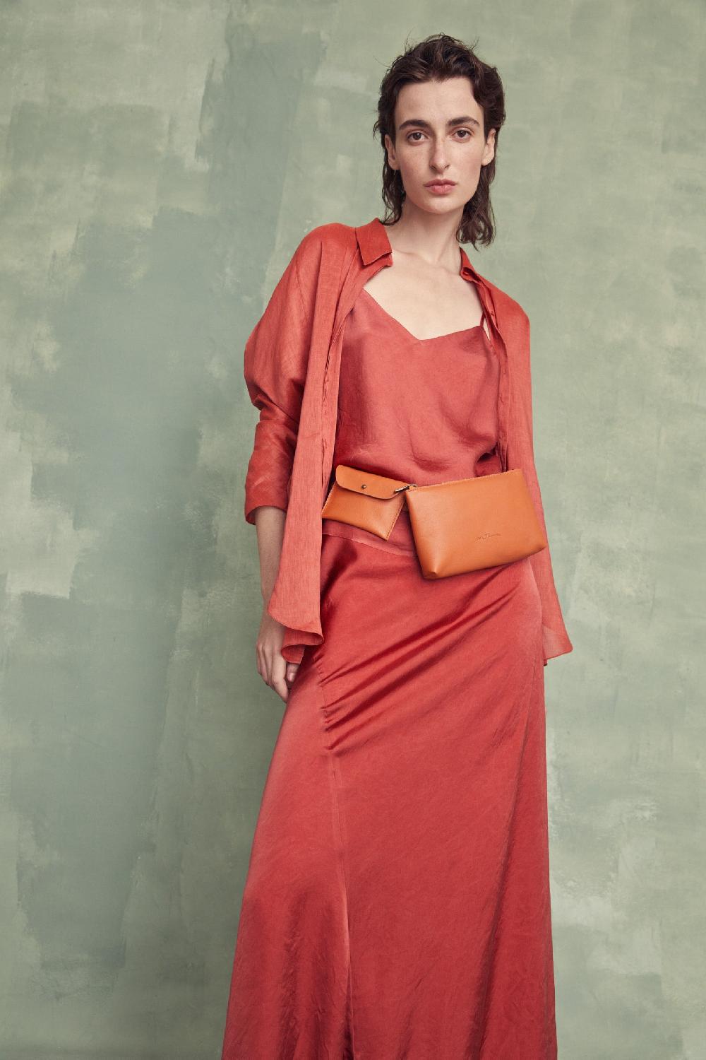 Cortana Petra riñonera en cuero naranja Oferta especial