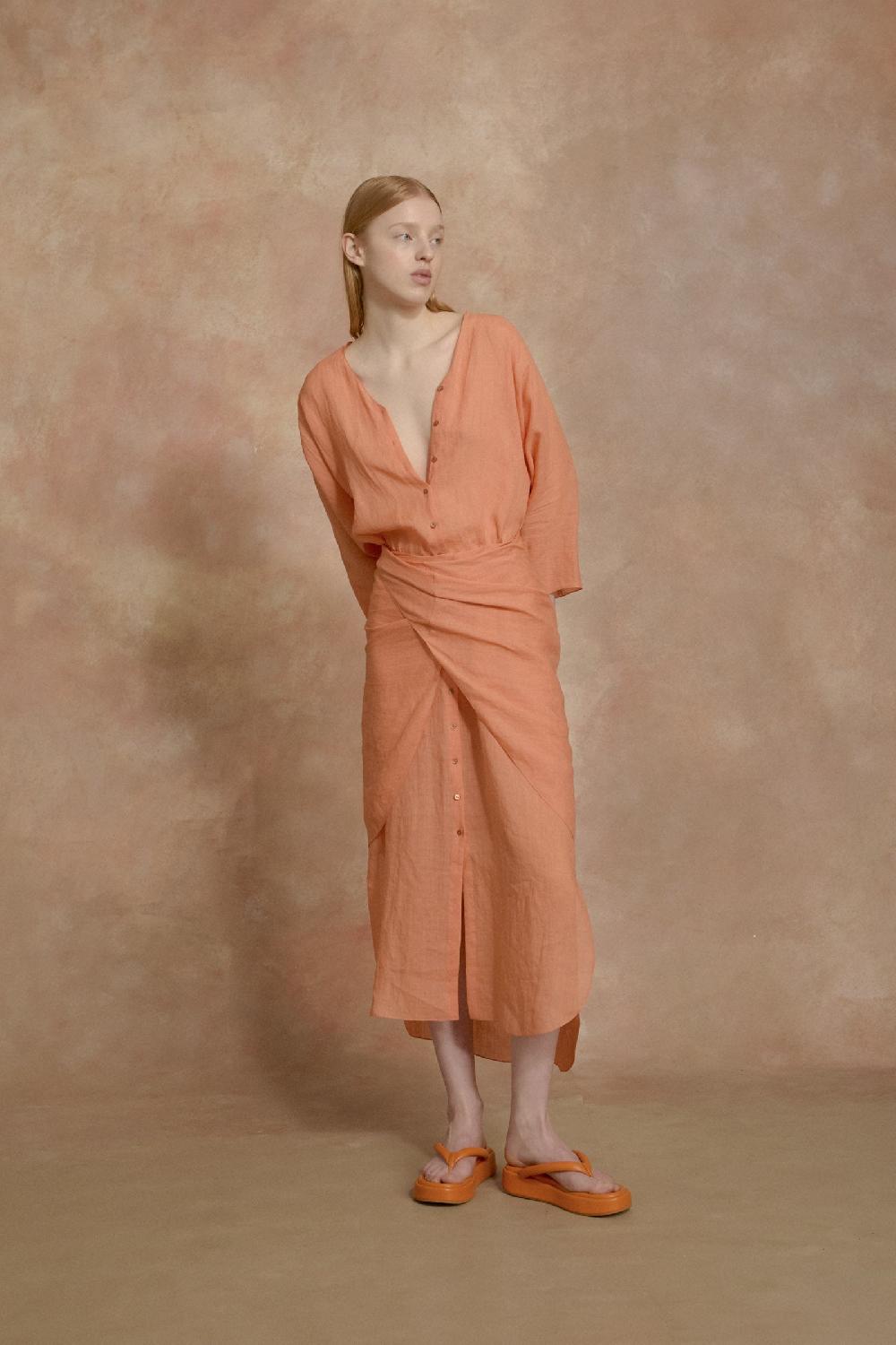 Cortana Tramonto vestido midi de ramio mandarina Últimos 2 días