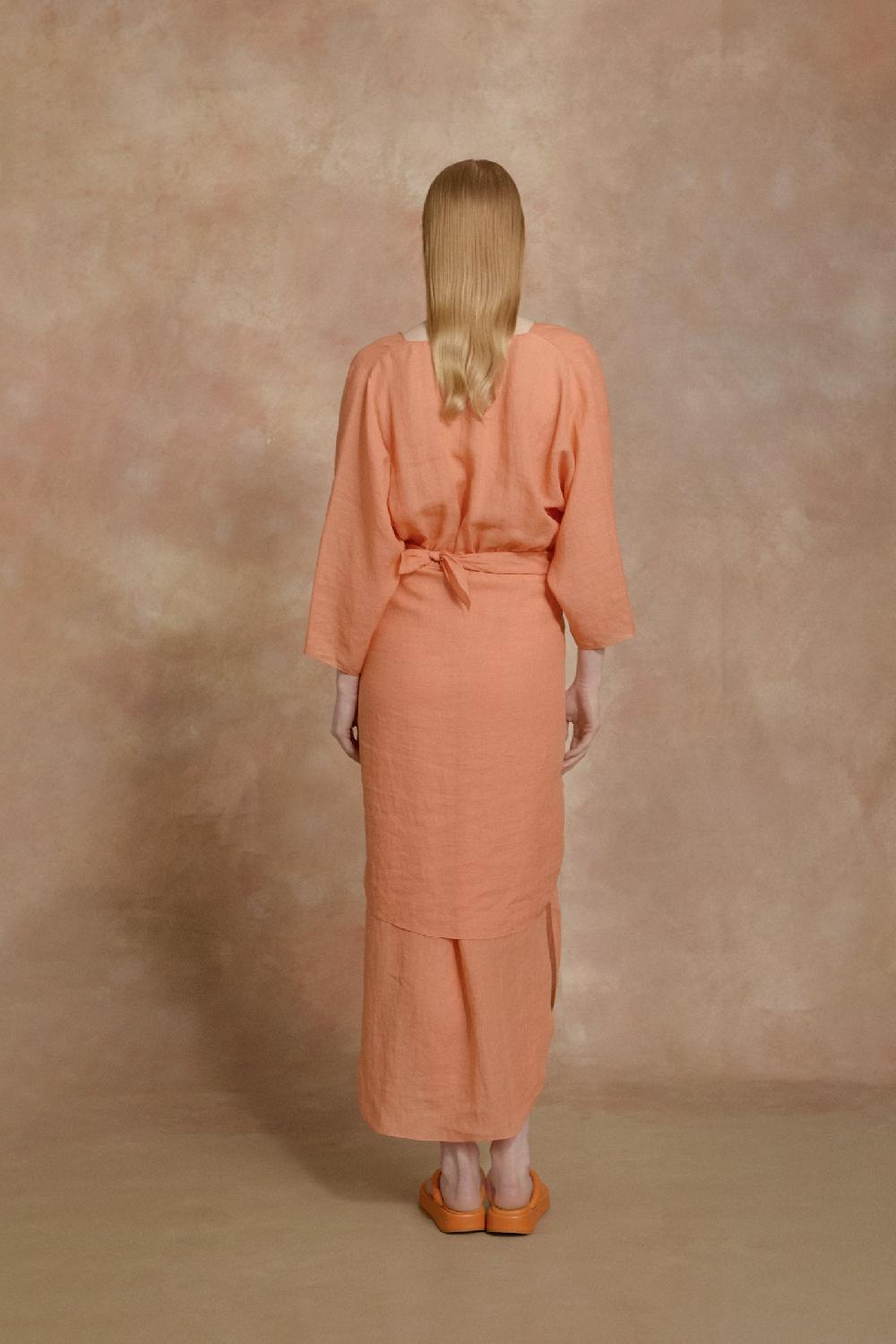 Cortana Tramonto vestido midi de ramio mandarina Últimos 2 días