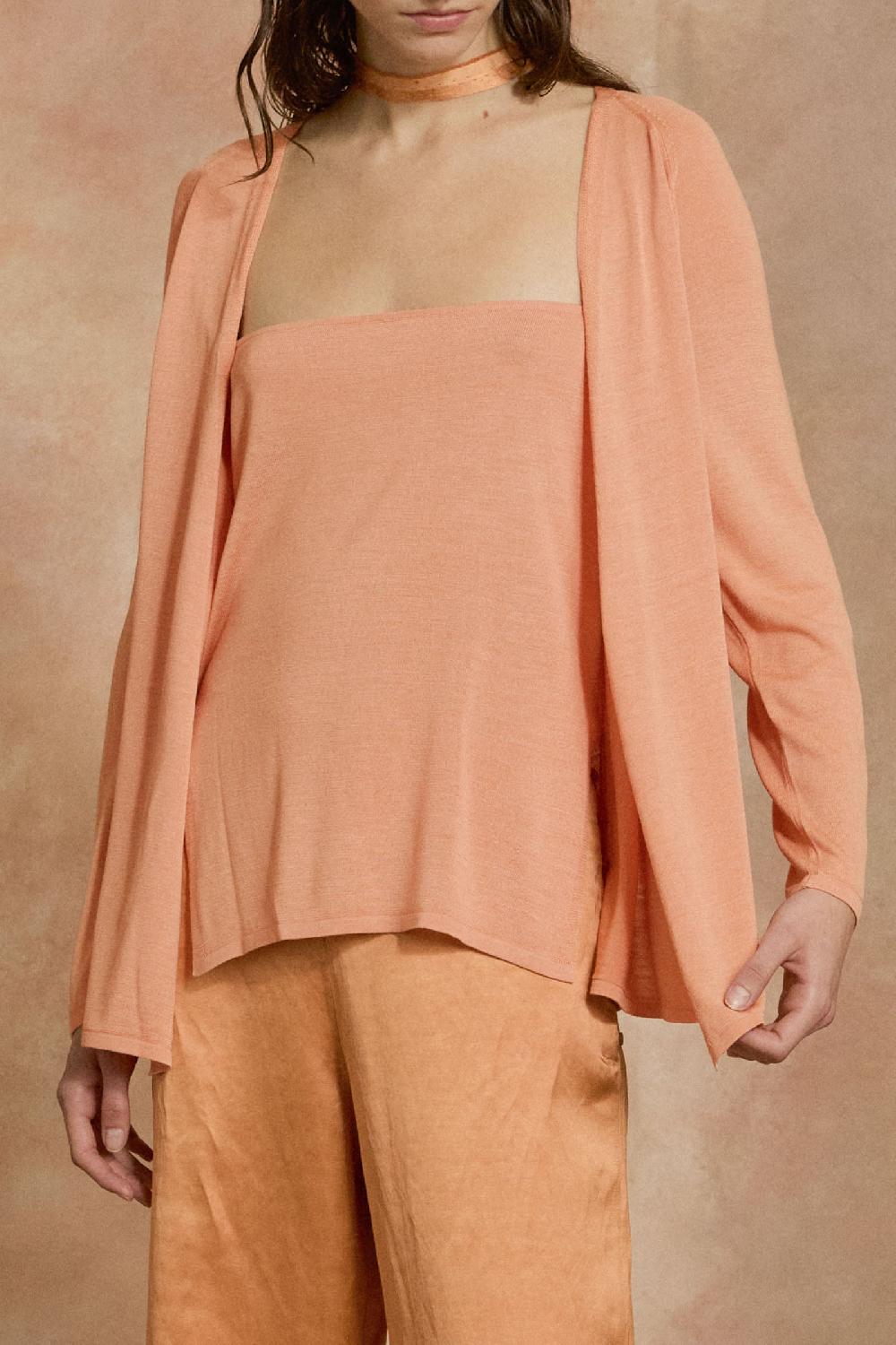 Cortana Tussa cardigan de punto de seda mandarina Precio de fábrica