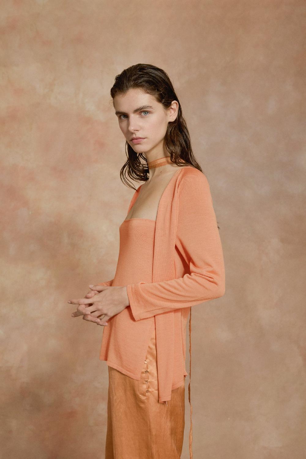Cortana Tussa cardigan de punto de seda mandarina Precio de fábrica