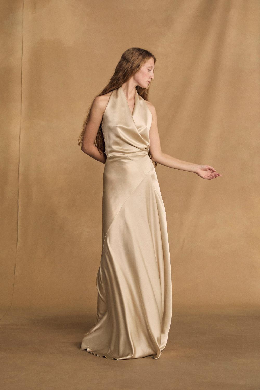 Cortana Nailah vestido champagne Superdescuento