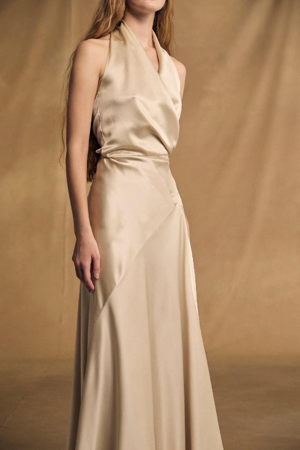 Cortana Nailah vestido champagne Superdescuento