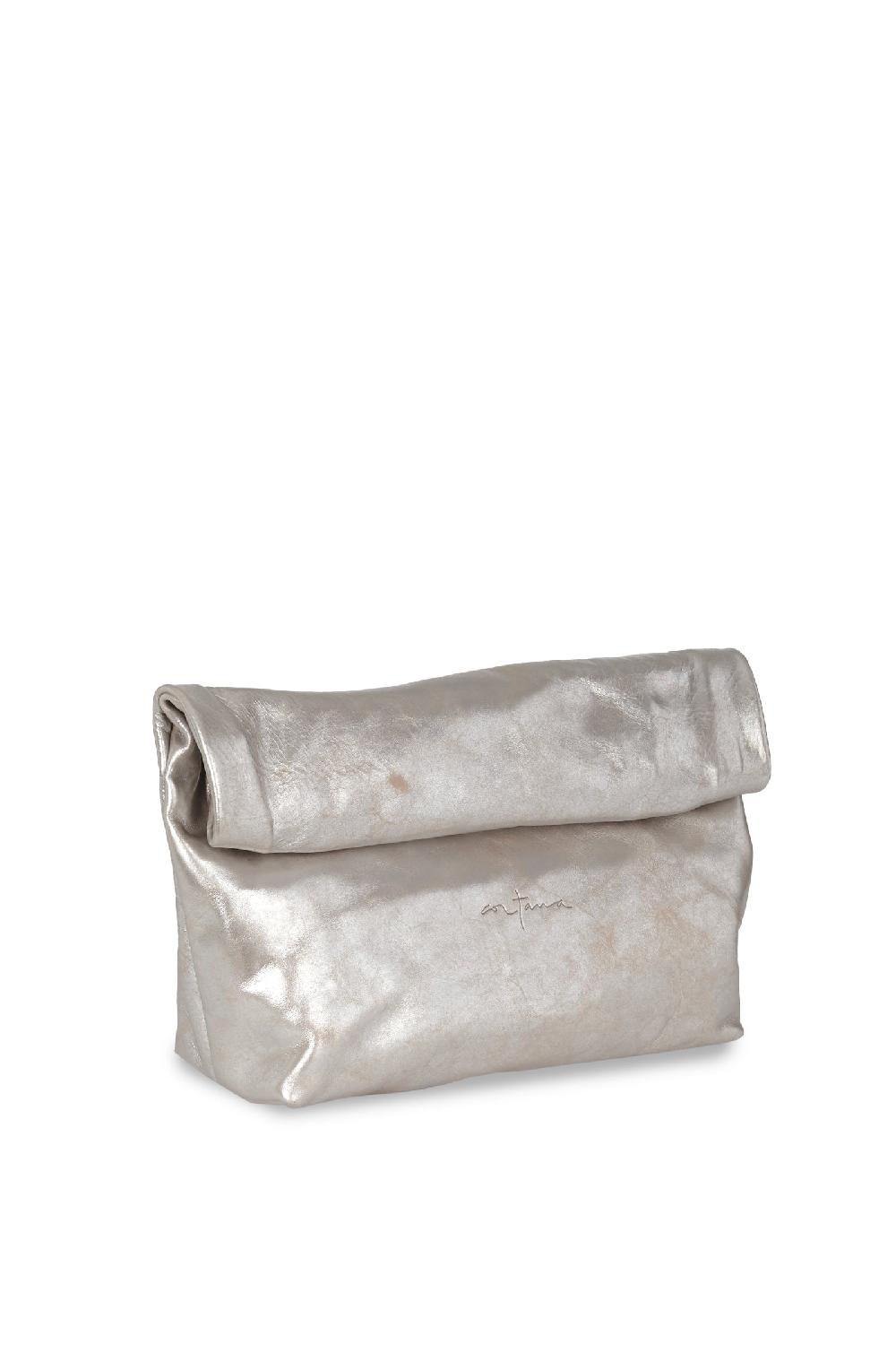 Cortana Delhi L clutch grande de cuero blanco plateado Limitado a 3 días
