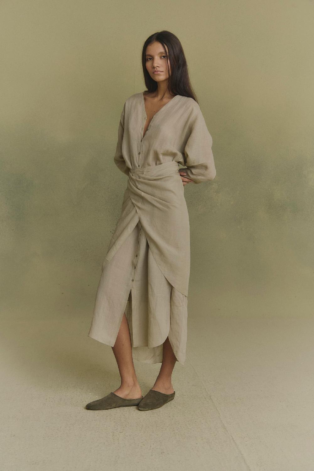Cortana Tramonto vestido midi de ramio verde salvia Devoluciones gratuitas