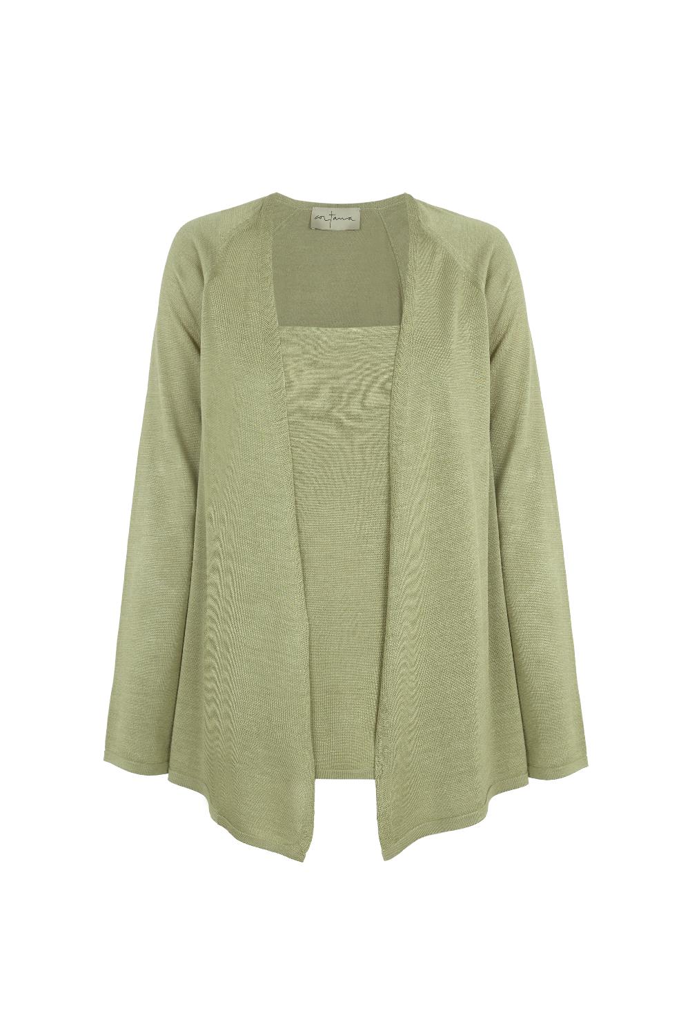Cortana Tussa cardigan de punto de seda verde