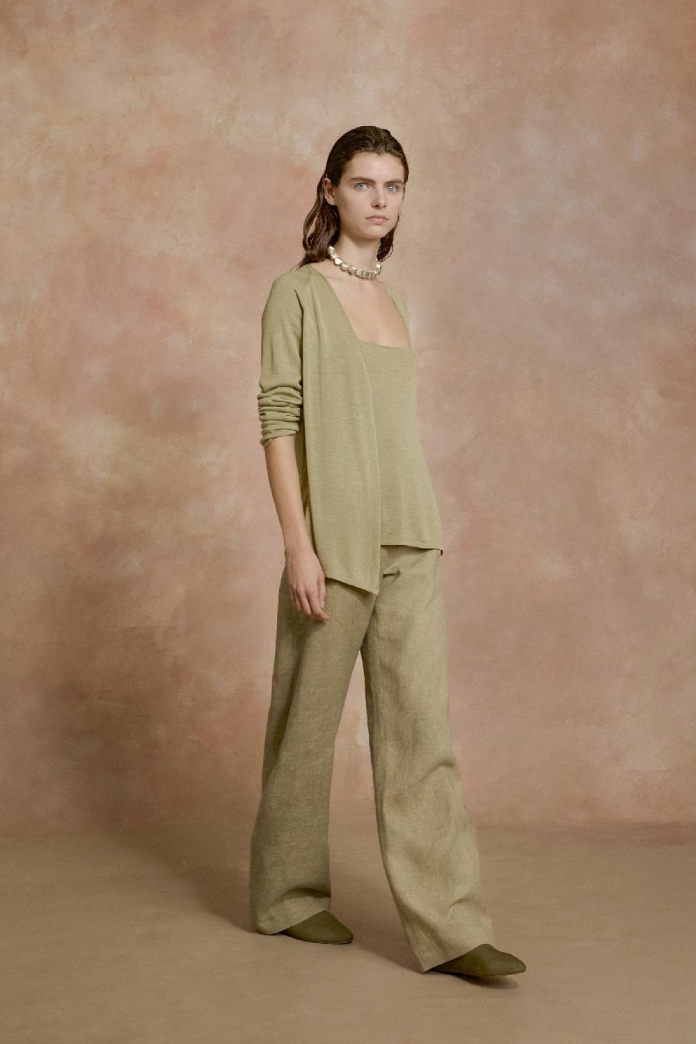 Cortana Tussa cardigan de punto de seda verde En oferta