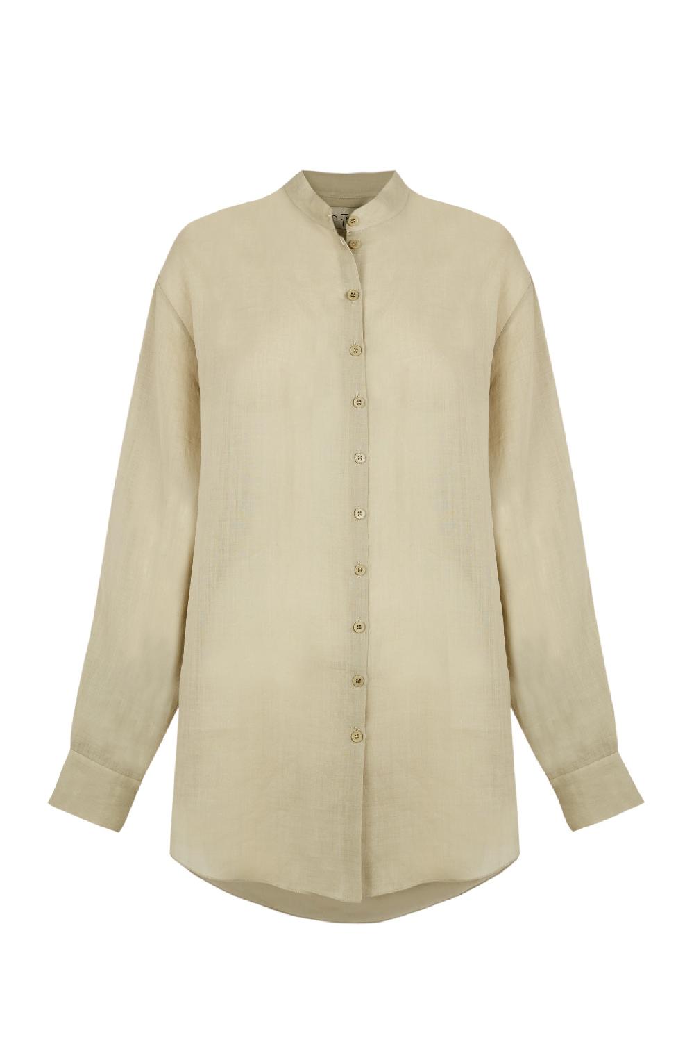 Cortana Raoul camisa en ramio gris claro