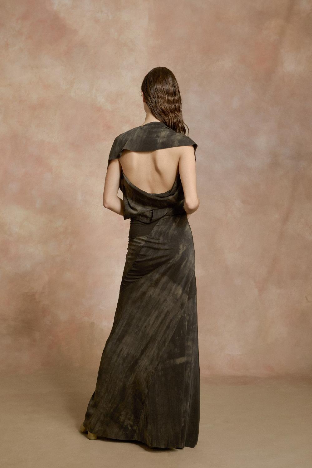 Cortana Dye vestido largo transformable de seda stretch Rebajas baratas