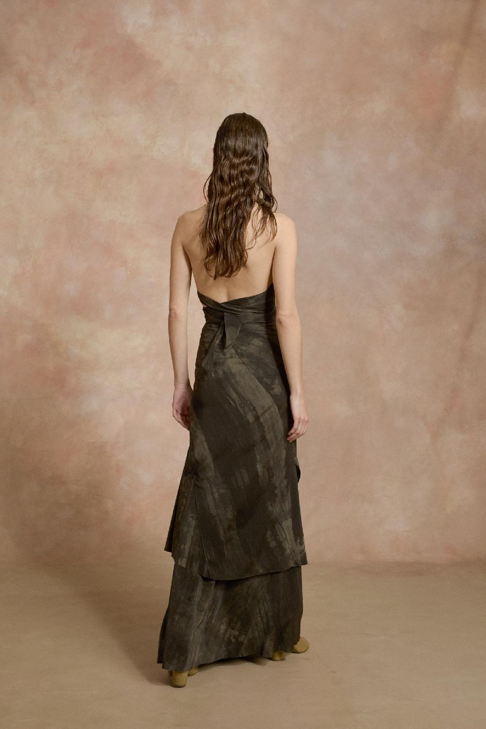 Cortana Tie top de seda stretch negro y verde maltinto Rebajas de fábrica