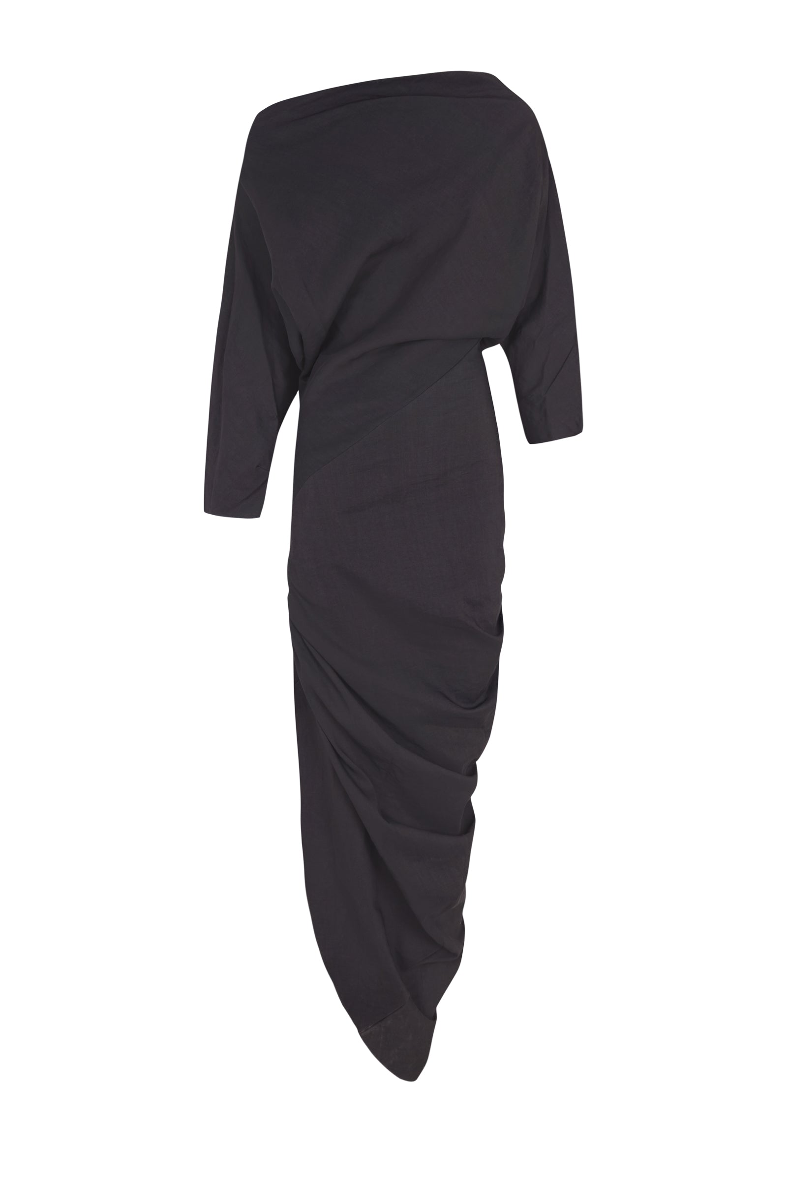 Cortana Mira vestido asimétrico en cáñamo stretch grafito Tienda
