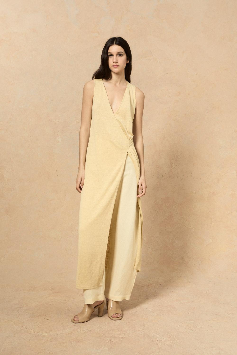 Cortana Canton vestido cruzado de punto vainilla Rebajas baratas