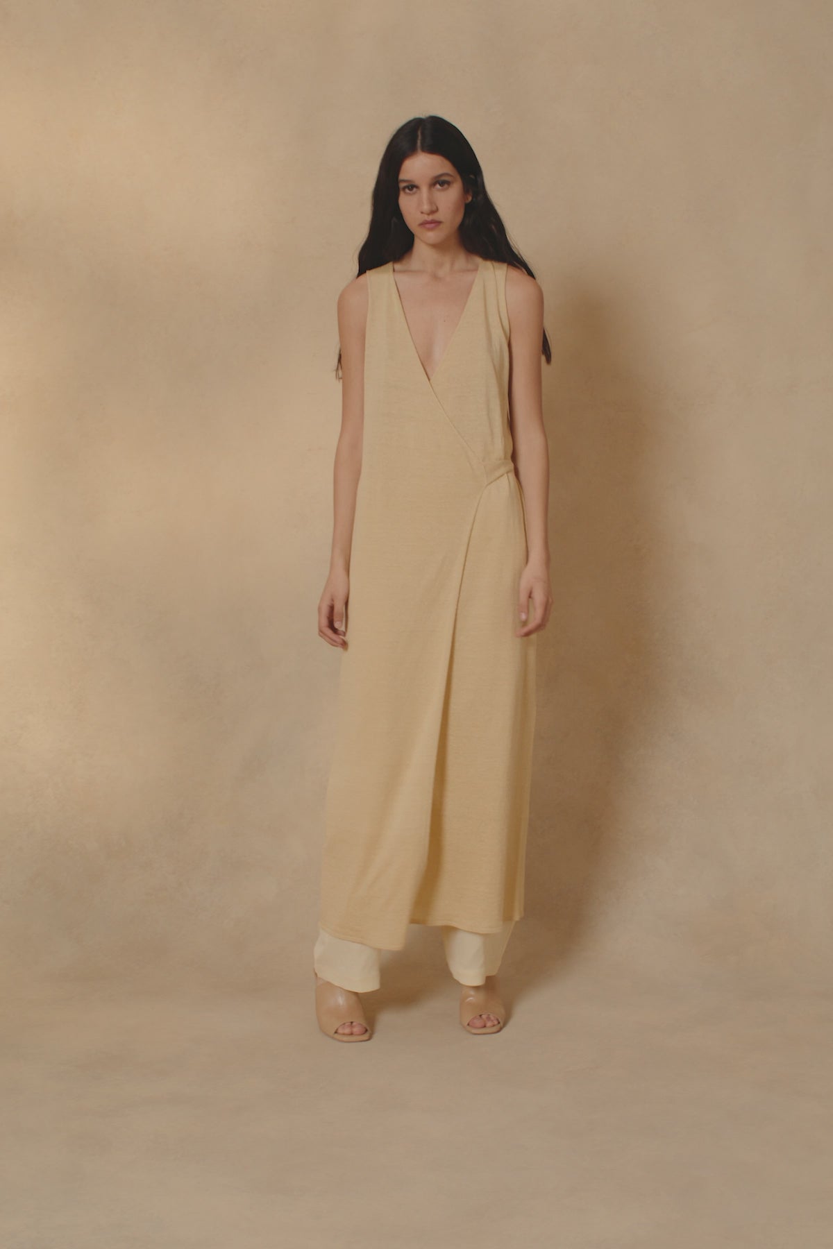 Cortana Canton vestido cruzado de punto vainilla Rebajas baratas